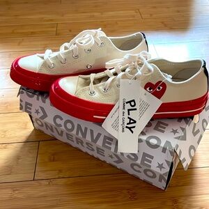CONVERSE X COMME DES GARCONS PLAY ALL STAR CHUCK '70 OX RED SOLE - WHITE NEW